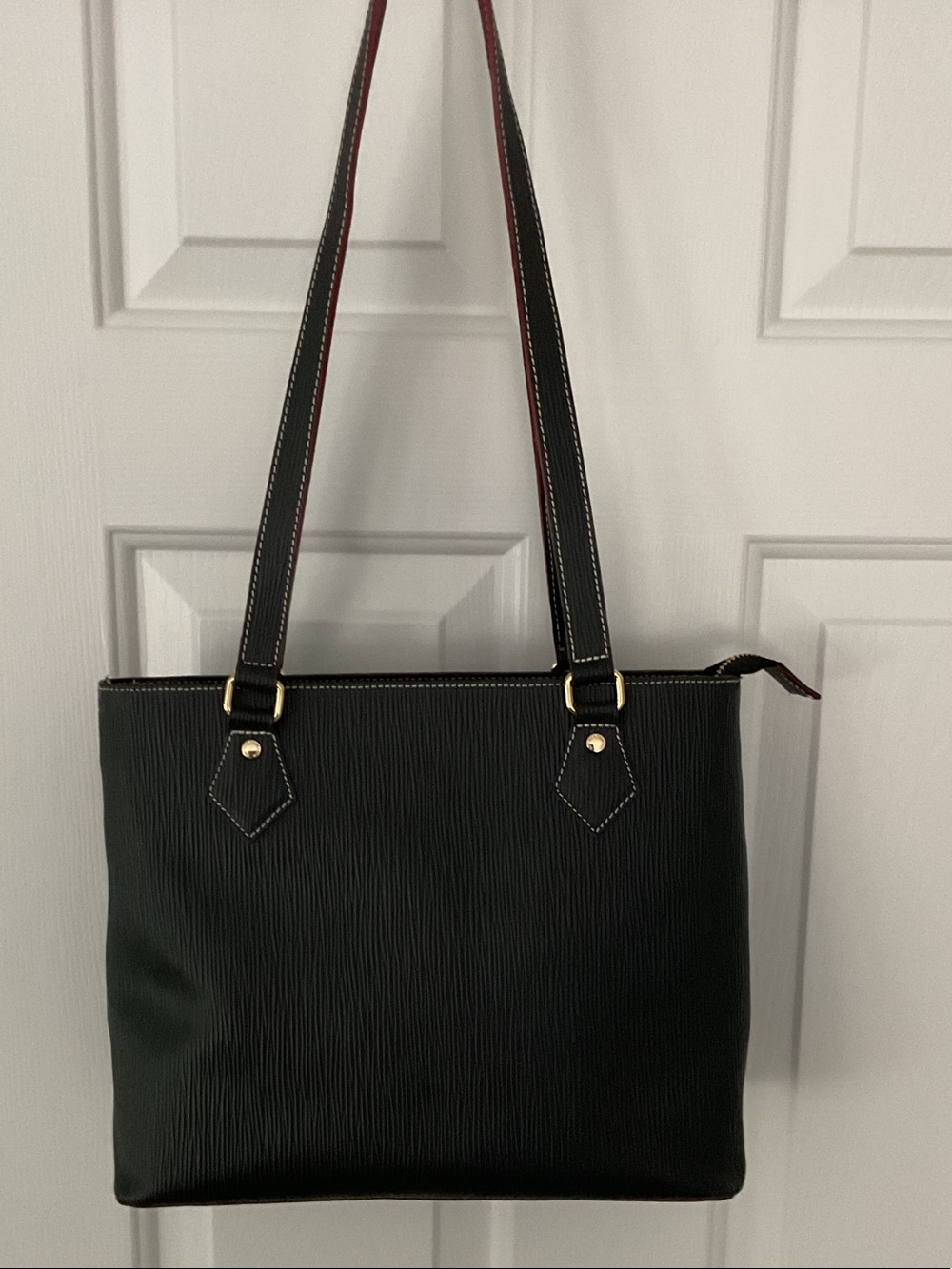 Arcadia Black Shoulder Tote with Gold Hardware